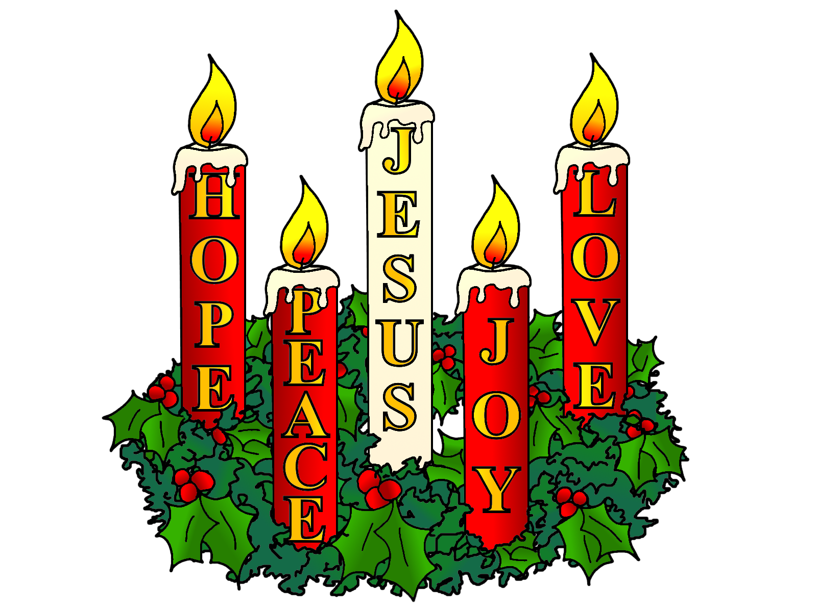 Advent wreath with four burning yellow candles and decor outline 3755997  Vector Art at Vecteezy